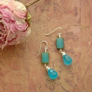 Blue Chalcedony Sterling Silver Teardrop Earrings